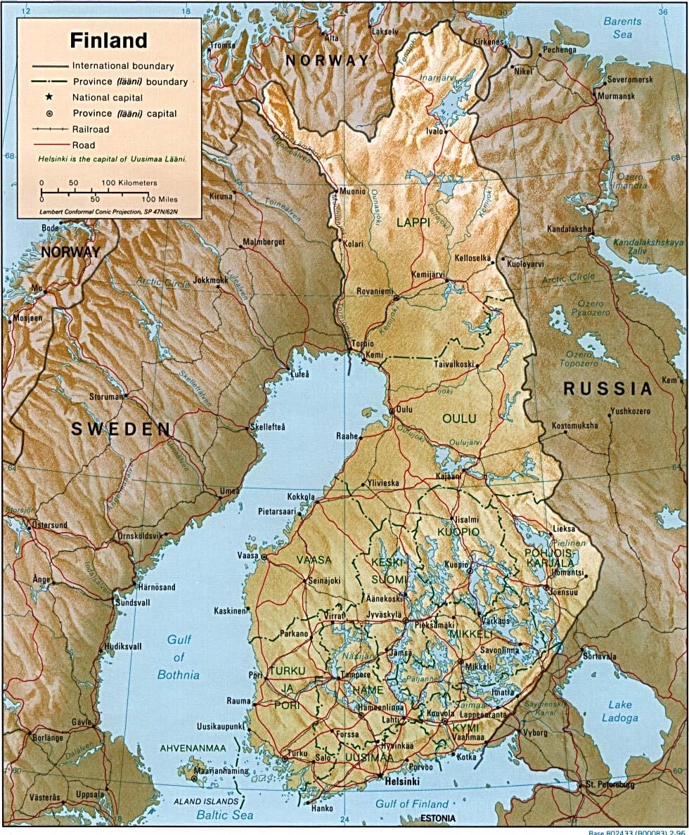 Тапаграфічная карта Фінляндыі