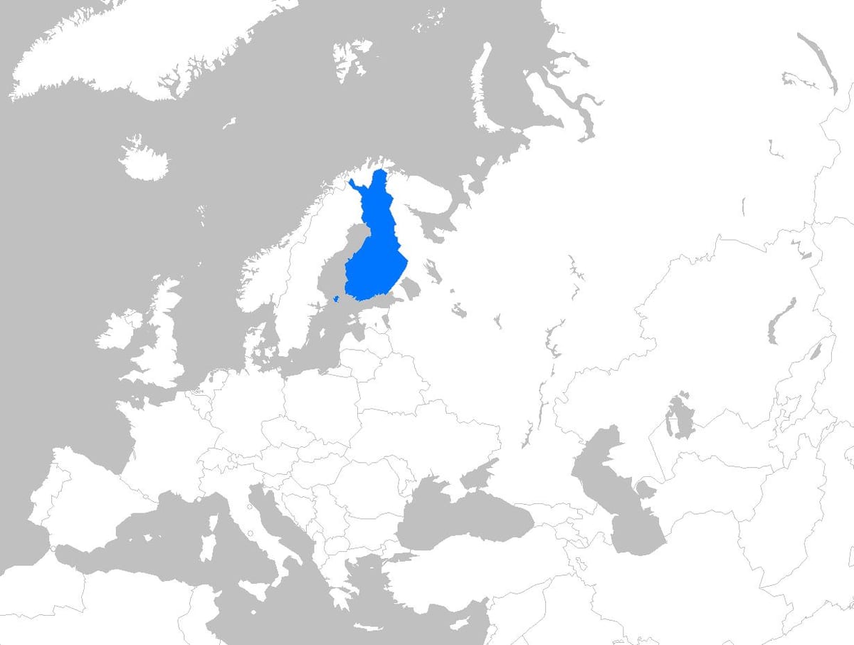 Фінляндыя на карце Еўропы