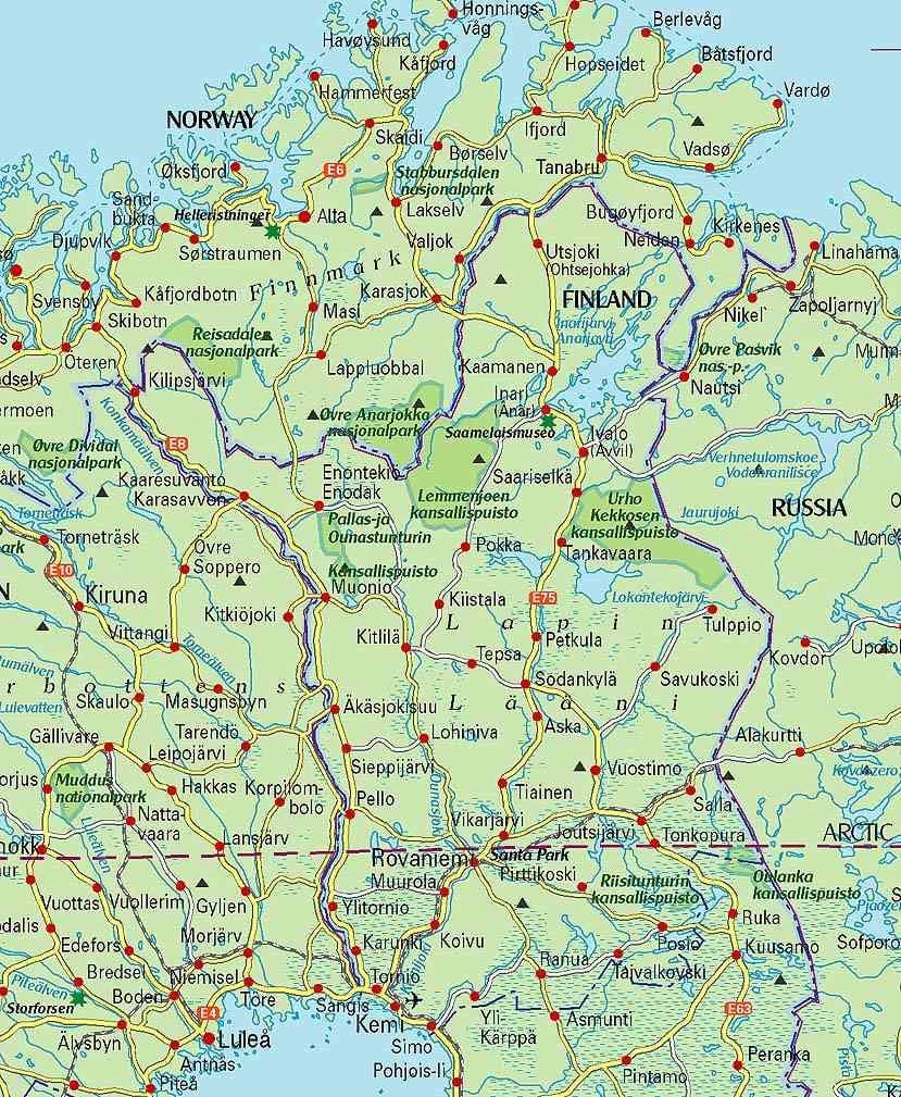 Карта Фінляндыі пешыя прагулкі