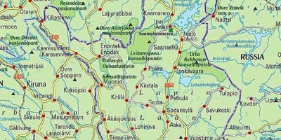 Карта Фінляндыі і Лапландыі