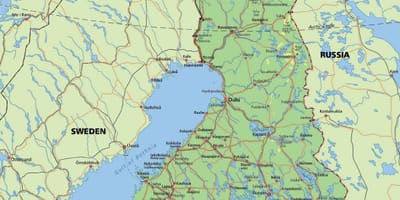 Карта Палярны круг Фінляндыя