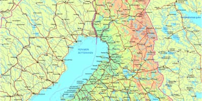 Карта Фінляндыі дарогі