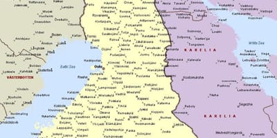 Фінляндыя карта з гарадамі