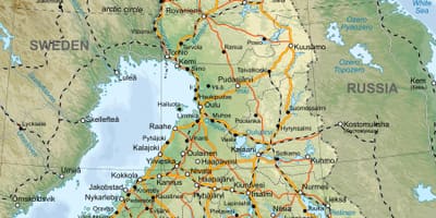 Карта падрабязная карта Фінляндыі