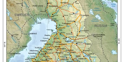 Карта Фінляндыі