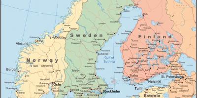 Карта Фінляндыі і суседніх краін